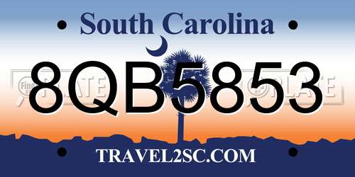 8QB5853 South Carolina License Plate