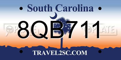 8QB711 South Carolina License Plate