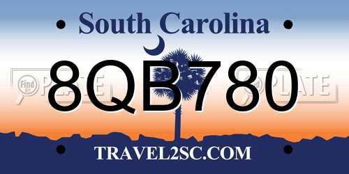 8QB780 South Carolina License Plate
