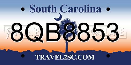 8QB8853 South Carolina License Plate