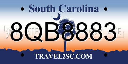 8QB8883 South Carolina License Plate