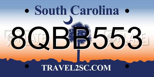 8QBB553 South Carolina License Plate