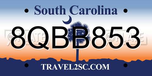 8QBB853 South Carolina License Plate