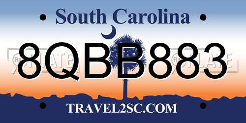 8QBB883 South Carolina License Plate