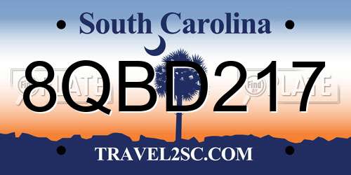 8QBD217 South Carolina License Plate