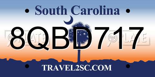 8QBD717 South Carolina License Plate