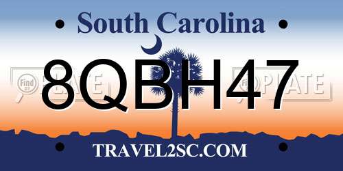 8QBH47 South Carolina License Plate