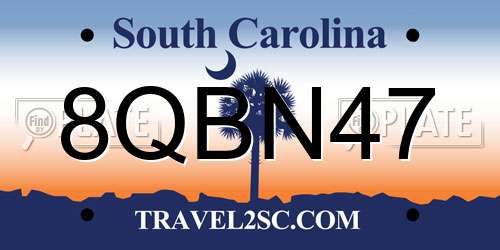 8QBN47 South Carolina License Plate
