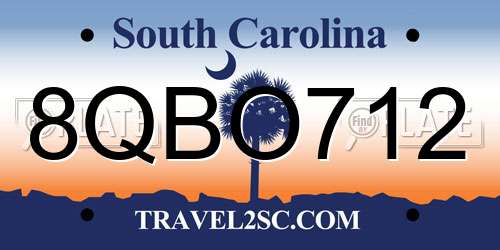 8QBO712 South Carolina License Plate
