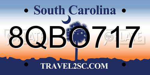 8QBO717 South Carolina License Plate