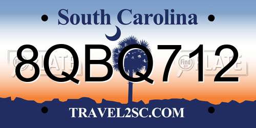 8QBQ712 South Carolina License Plate