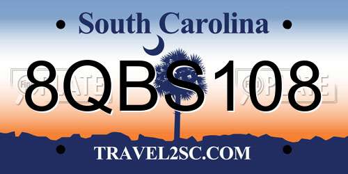 8QBS108 South Carolina License Plate