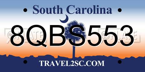 8QBS553 South Carolina License Plate