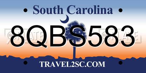 8QBS583 South Carolina License Plate