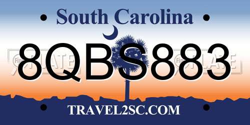 8QBS883 South Carolina License Plate