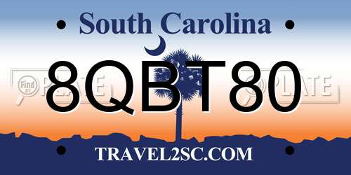 8QBT80 South Carolina License Plate