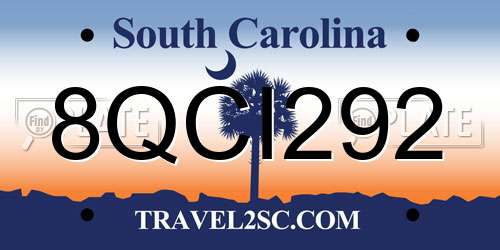 8QCI292 South Carolina License Plate