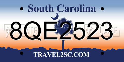 8QE2523 South Carolina License Plate