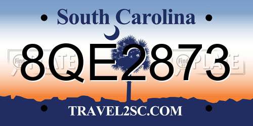 8QE2873 South Carolina License Plate