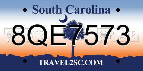 8QE7573 South Carolina License Plate