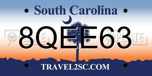 8QEE63 South Carolina License Plate