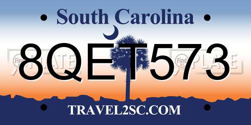 8QET573 South Carolina License Plate