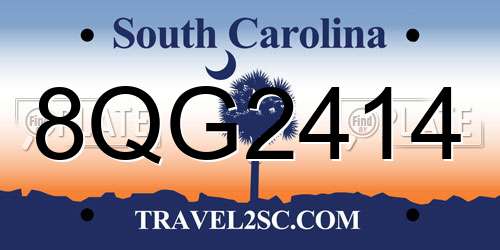 8QG2414 South Carolina License Plate