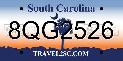 8QG2526 South Carolina License Plate