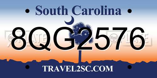 8QG2576 South Carolina License Plate