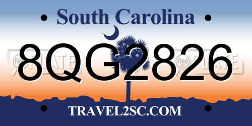 8QG2826 South Carolina License Plate