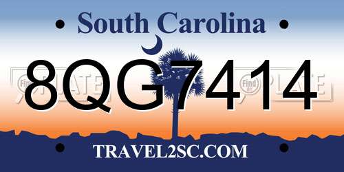8QG7414 South Carolina License Plate