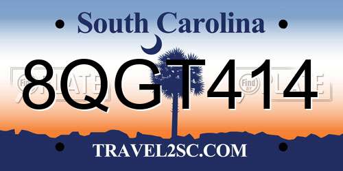 8QGT414 South Carolina License Plate