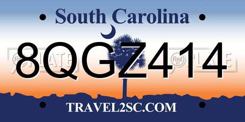8QGZ414 South Carolina License Plate