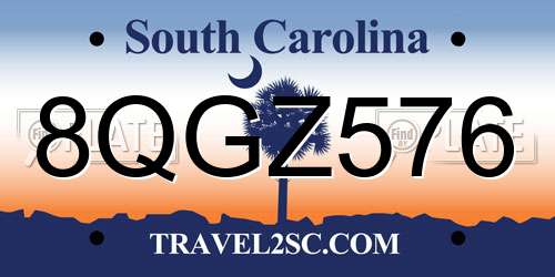 8QGZ576 South Carolina License Plate
