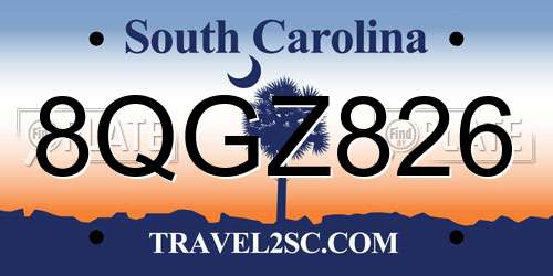 8QGZ826 South Carolina License Plate