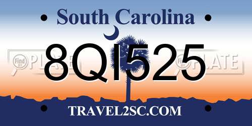 8QI525 South Carolina License Plate