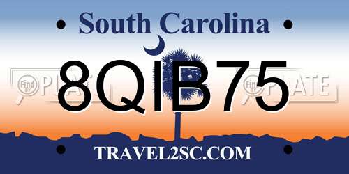 8QIB75 South Carolina License Plate