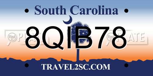 8QIB78 South Carolina License Plate