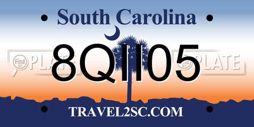 8QII05 South Carolina License Plate