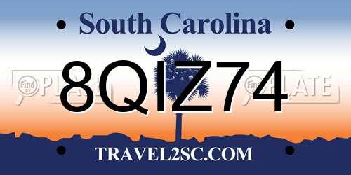 8QIZ74 South Carolina License Plate