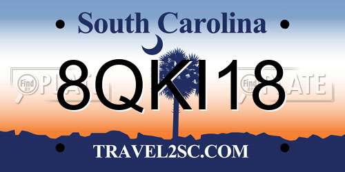8QKI18 South Carolina License Plate
