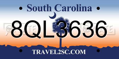 8QL3636 South Carolina License Plate