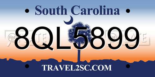 8QL5899 South Carolina License Plate