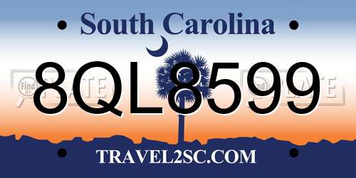 8QL8599 South Carolina License Plate