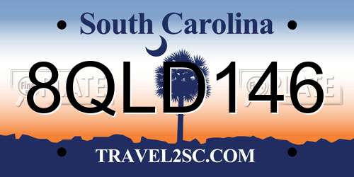 8QLD146 South Carolina License Plate