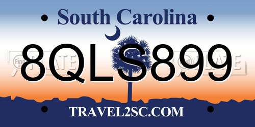 8QLS899 South Carolina License Plate