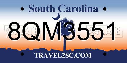 8QM3551 South Carolina License Plate