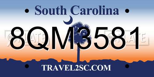 8QM3581 South Carolina License Plate