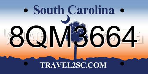 8QM3664 South Carolina License Plate