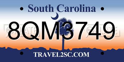 8QM3749 South Carolina License Plate